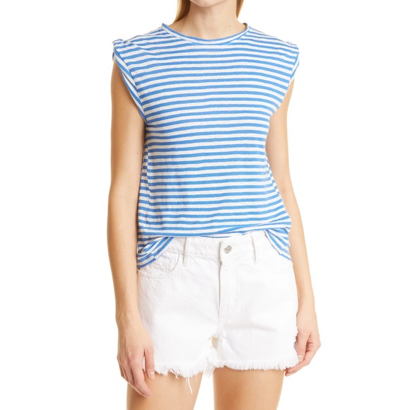 FRAME Roll Cuff Organic Linen Muscle in Jet Stream Multi Size S - Picture 1 of 11